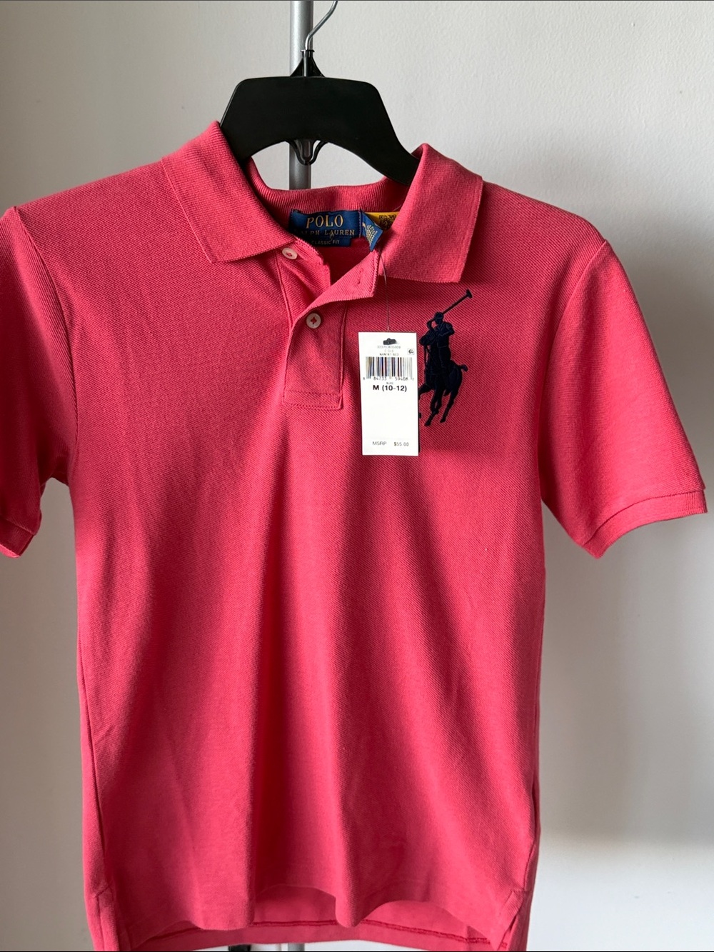 Polo by Ralph Lauren Kids Coral Polo with Navy Pony Embroidery